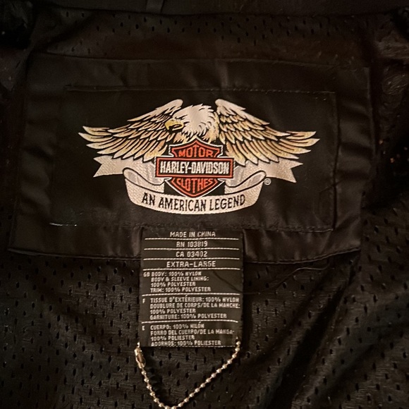 Harley Davidson Embroidered Black & Orange LOGO Motorcycle Jacket - Picture 11 of 15